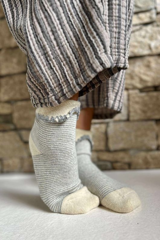Laundry B Terry & Wool Luxury Socks Pinstripe Grey 